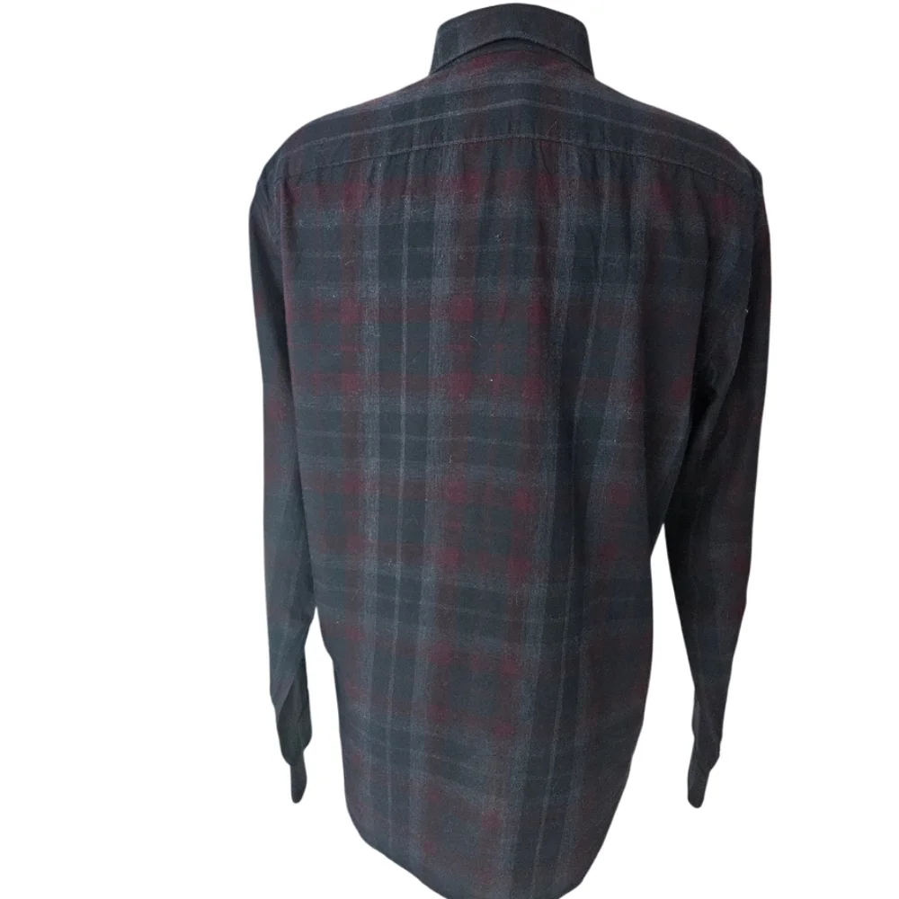 Vince Men's Red and Blue Plaid Button-Down Shirt - Picture 2 of 8